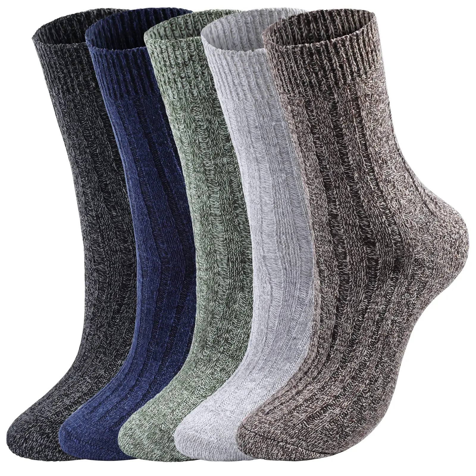 5 Pairs Women's Retro Winter Warm Wool Socks, Soft and Comfortable Socks, Thick Knitted Boot Socks, Suitable for Women/Men