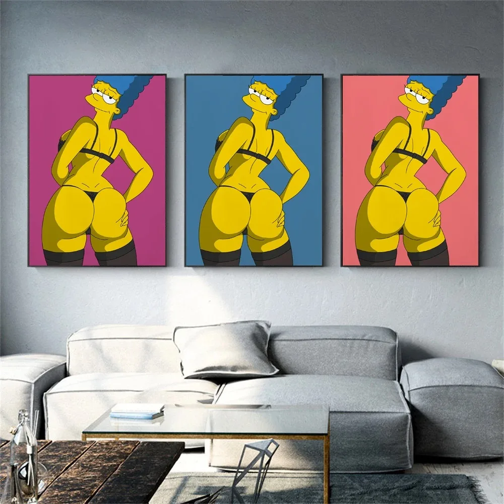 Póster de figura clásica de Disney, póster artístico de Marge Simpson, cuadro sobre lienzo para pared Pop moderno, decoración de dormitorio, regalos de grafiti únicos