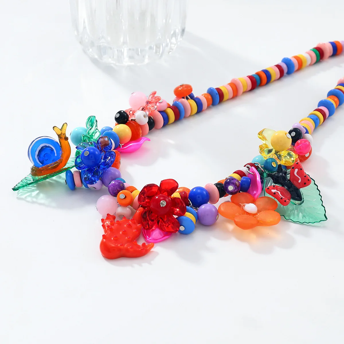 ZAA Multicoloured Bead Choker High Qualit Resin Flower Pendant Necklaces For Women 2025 Trend Jewelry Accessories Gifts