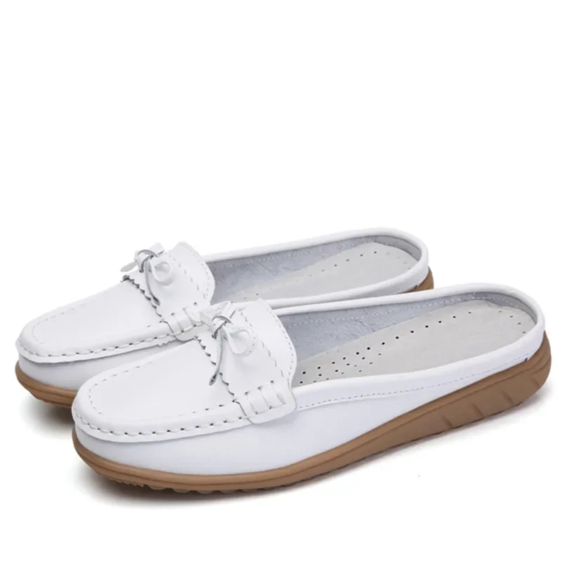 TIMETANG Brand Women Shoes Sandals Genuine Leather Bowtie Indoor House Ladies Slippers Fashion Mother Shoes Solid Casual Shoes