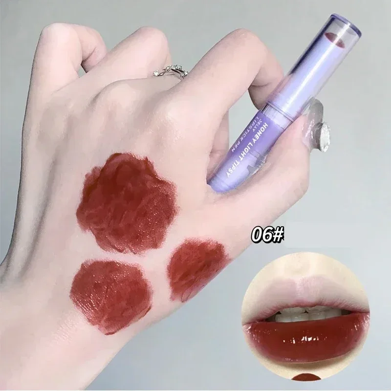 Mirror Gloss Lipstick Pen Cherry Red Crystal Clear Lip Glaze Tint Moisturising Waterproof Non-sticky Lip Gloss Korean Cosmetics