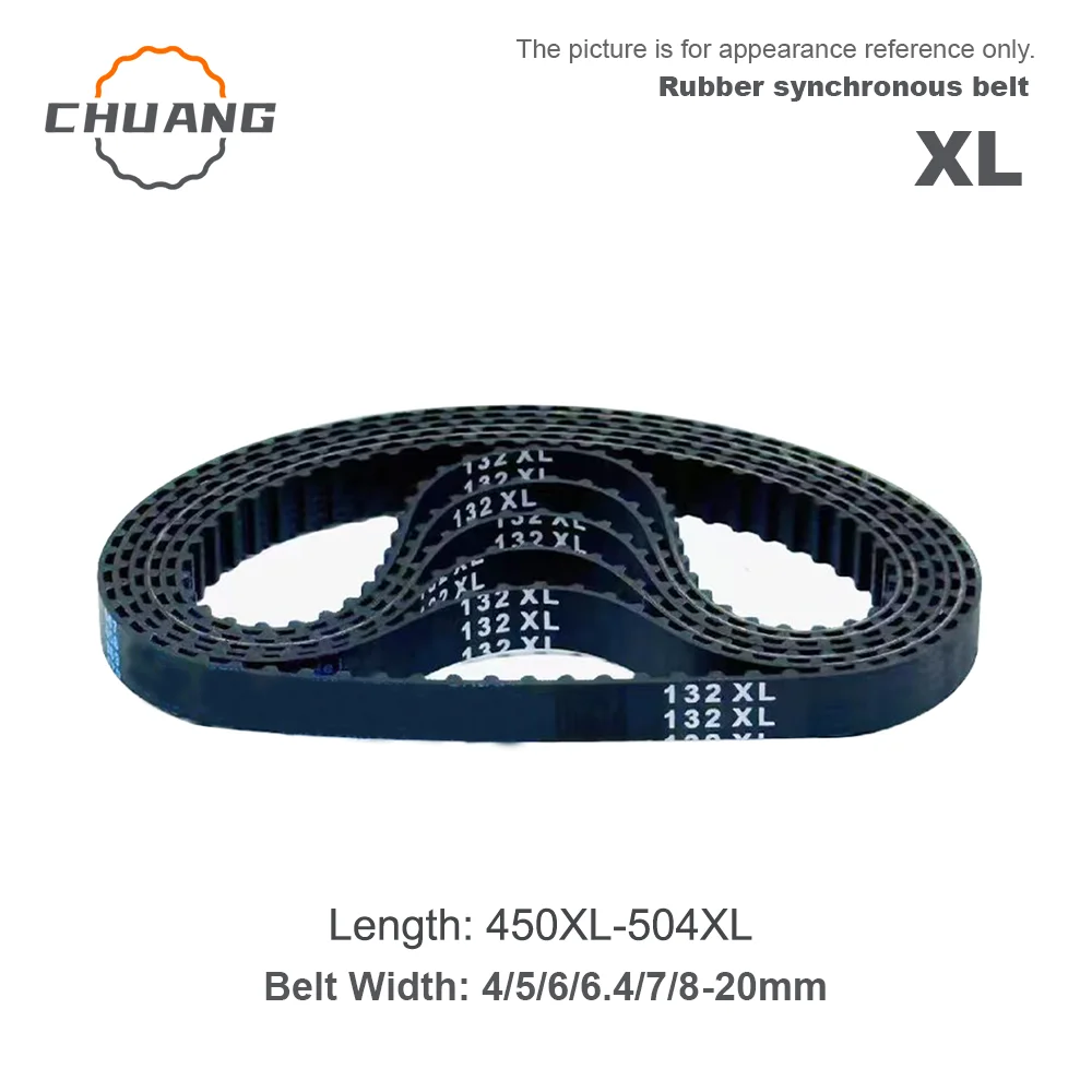

XL Timing Belt number 450XL~504XL Width 4/5/6/6.4/7/8/9/10/12/12.7/15/18/19/20mm XL Rubber Closed Loop Synchronous Belt