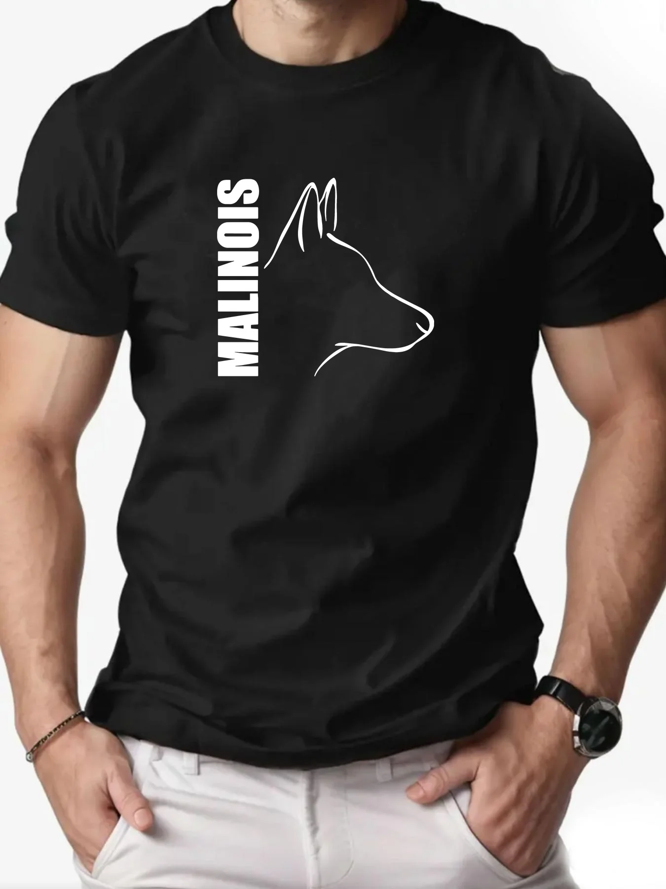 Malinois Belgian Shepherd Dog Print Men Women T-shirt Minimalist Dog Breed Graphic Cotton Short Sleeve Tee Casual Tops