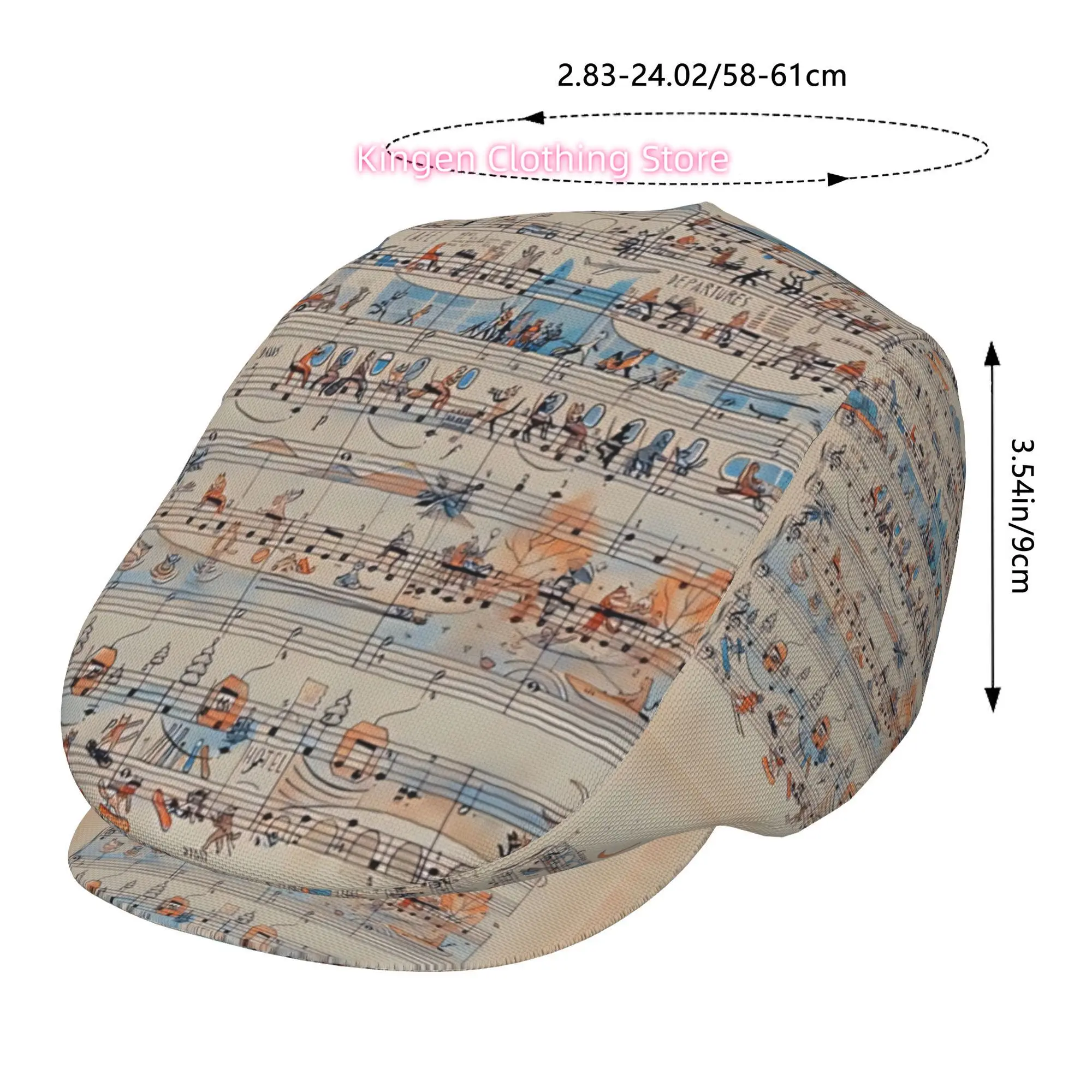 1pc A Magical Journey on the Sheet Music All-over printed beret,  newsboy cap, unisex, a must-have fashion accessory for outdoor