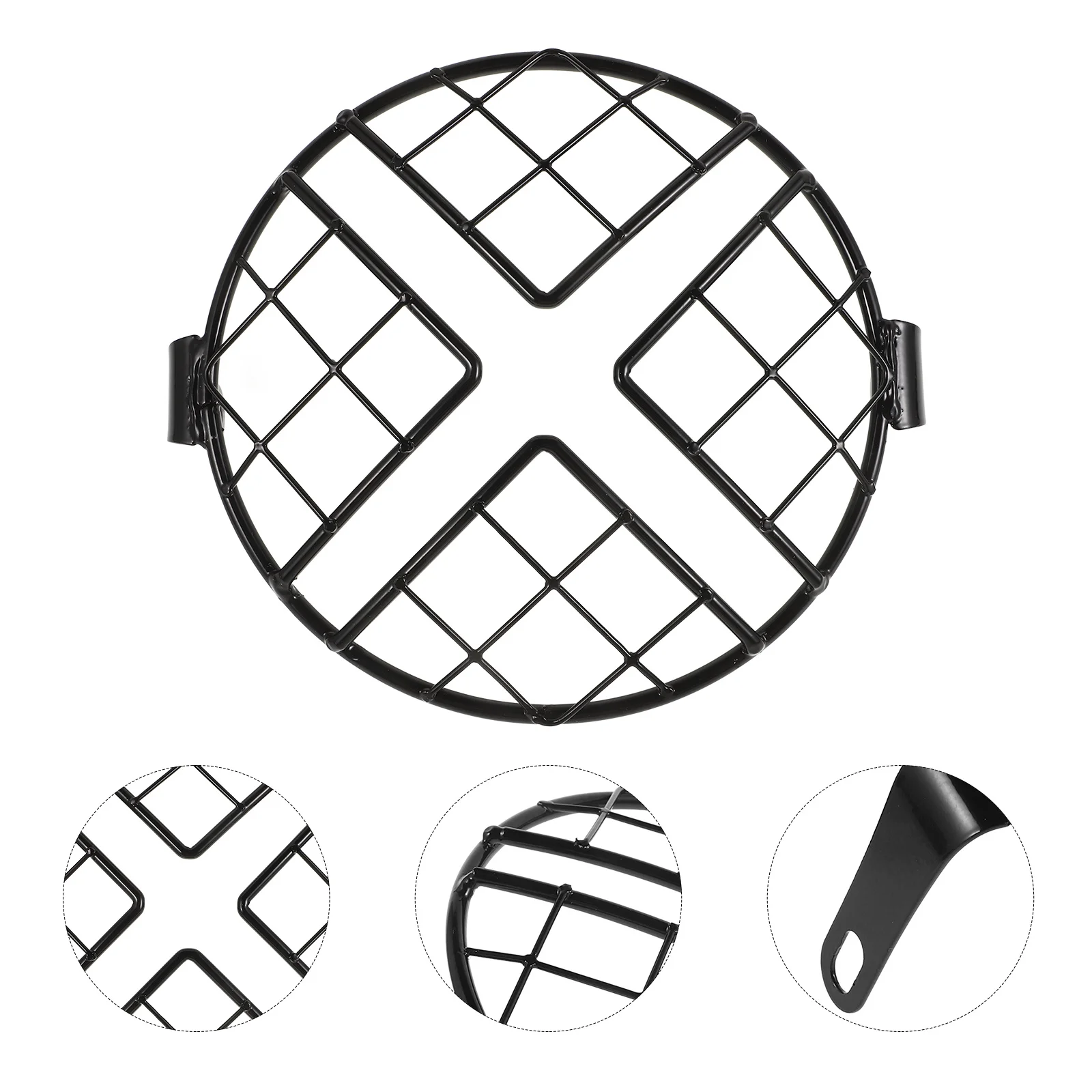 

Motorcycle Headlight Mesh Grill Cover Black Metal Protective Guard Durable Universal Fit Headlamp Cover Secure Motorcycle Front