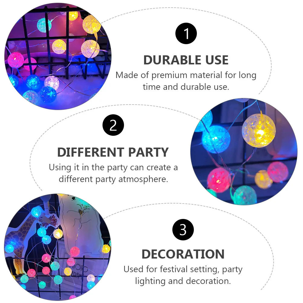 

1Set Ball String Light Stylish Design Party Decoration Festival LED Hanging Lamp Ornament Atmosphere Lighting String Light