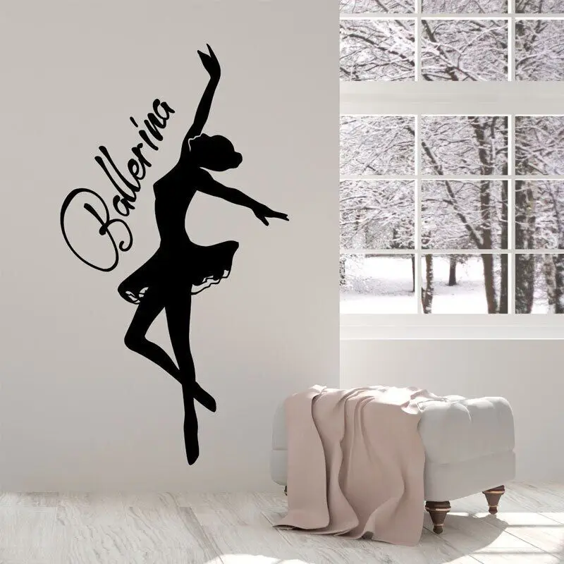 Ballerina Ballerina Ballet Girl Room Wall Sticker vinile Art Home Decor Dance Room decalcomanie murales rimovibili carta da parati 3549