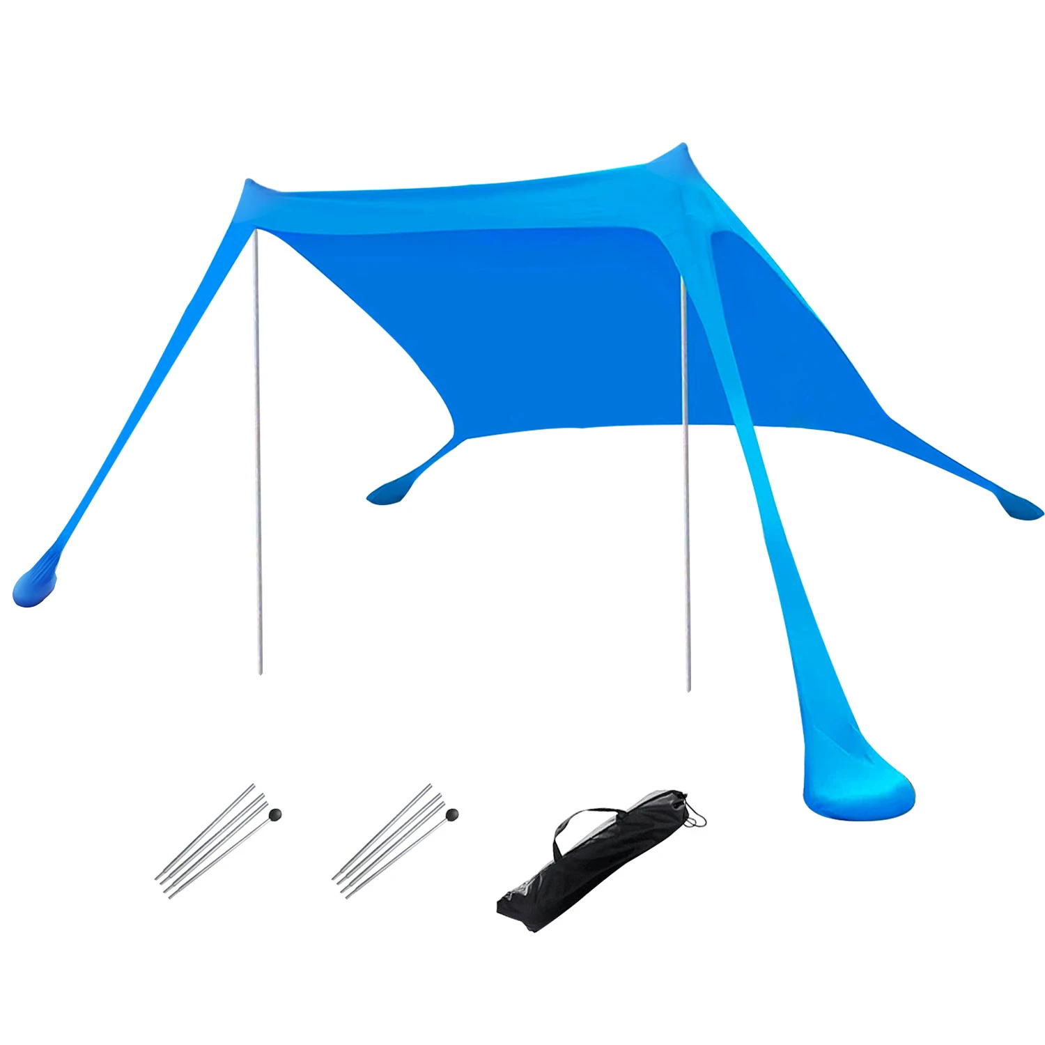 6.5x6.5FT Foldable Beach Canopy Tent Collapsible Shade Sail Sun Protection Windproof Shelter 4 Sandbag 2 Pole Portable Storage B