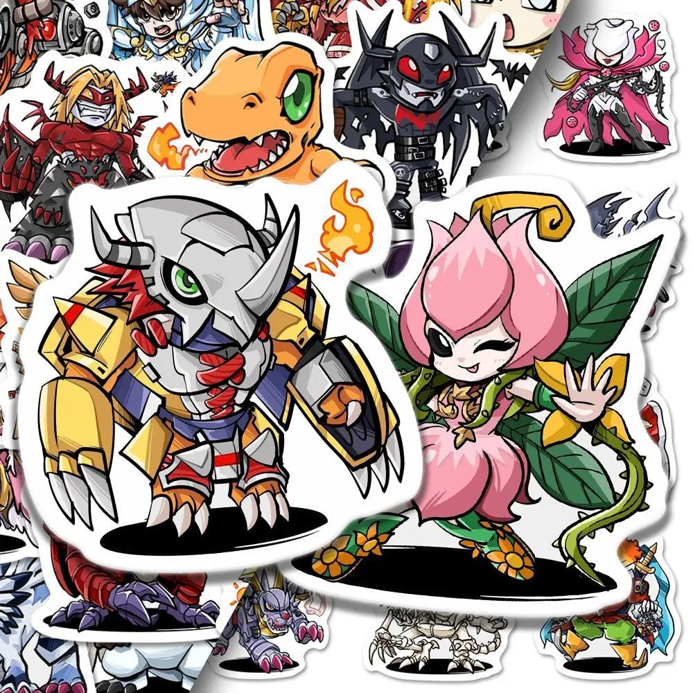 57Pcs Digital Monster Digimon Greymon Mech Warrior Waterproof Stickers Children's Diy Toys Desktop Skateboarding Stickers Gift