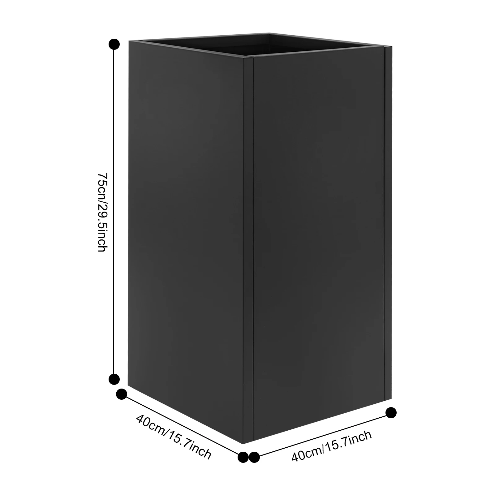 

Черный сверхмощный ящик для цветов 16*16*30 дюймов для уличных растений, высокий металлический ящик для цветов, металлический ящик для цветов для выращивания овощей