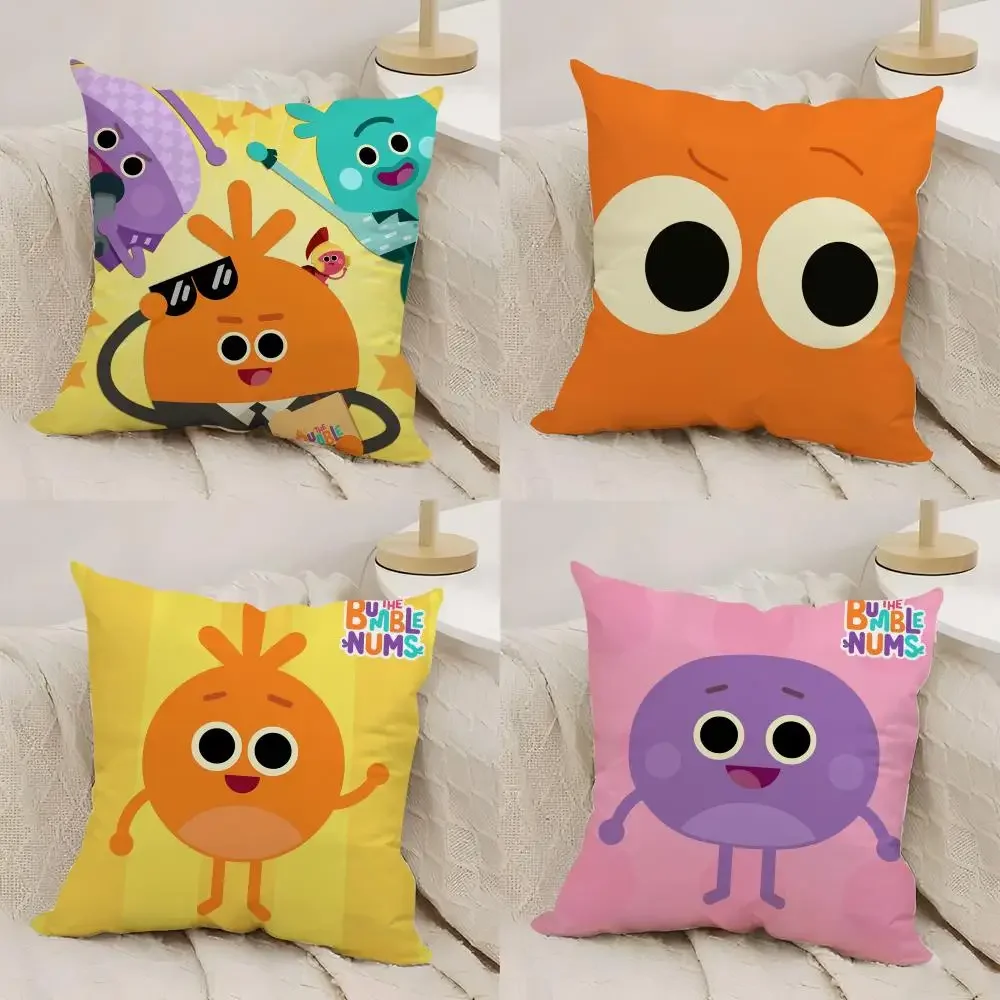 Cartoon B_Bumble N_NumS Cushion Cover Silky Short Plush Double-Sided Printed Pillow Case for Sofa All Seasons Home Decor Gift