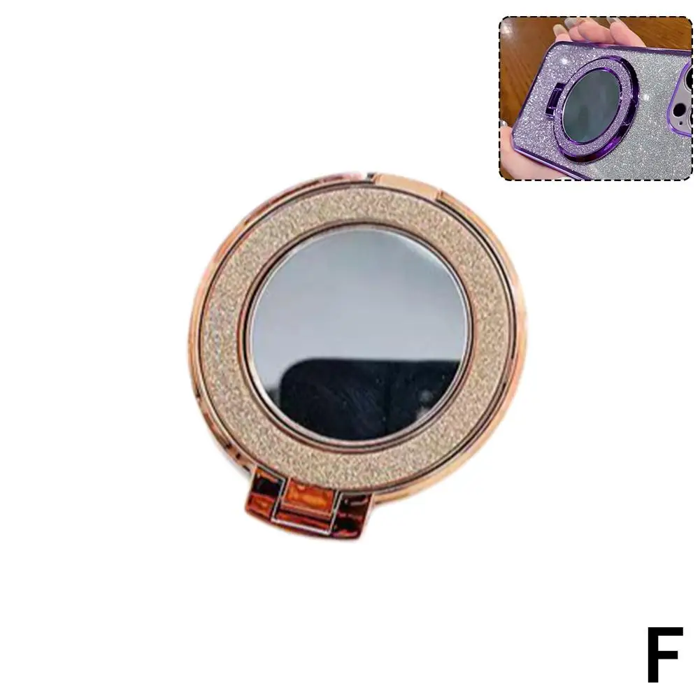 Grip Magnetische Telefon Halter Rotierenden Runde Spiegel Glitter Bling Halter Für IPhone Handy Halter R3T7