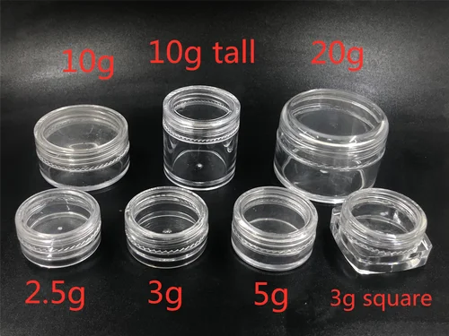 100 unidades 5g 10g 3g 20g/ml redondo pequeño tarro de plástico ps botella para maquillaje crema cosmética muestra uñas arte brillo polvo