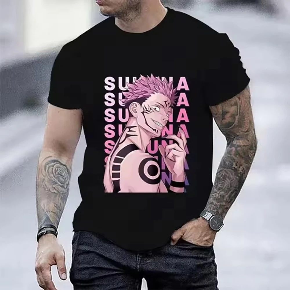 

CX Anime Cool Ryomen Sukuna Graphic Printed Tee Shirt Homme Men Clothing short sleeve Round Neck Printing Pullover T-shirt