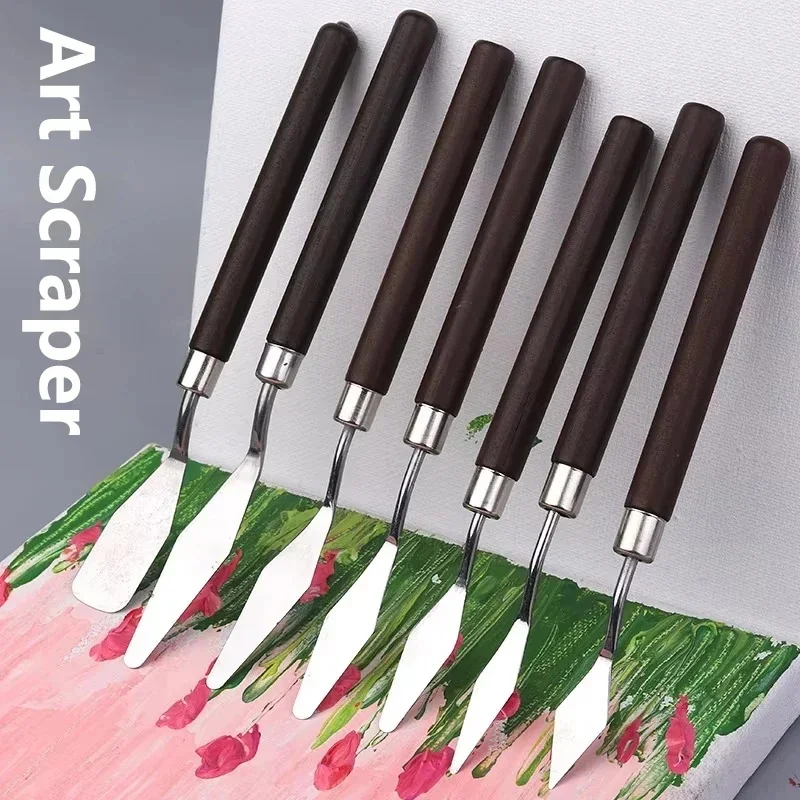 1-2Set Stainless Steel Oil Painting Knives Artist Spatula Art Tools Cute Stationery Cake Baking Supplies Drawing Accessories