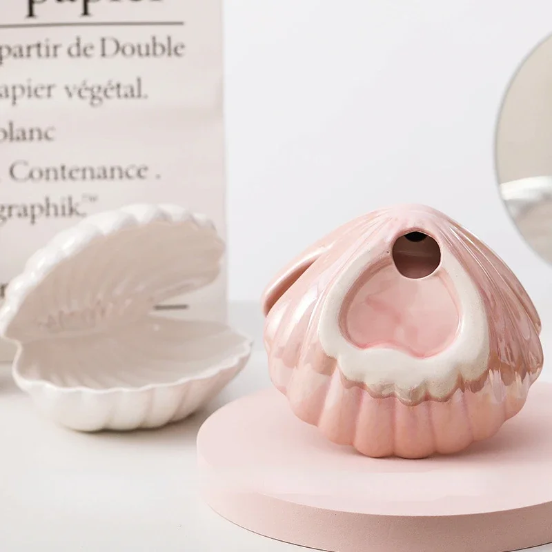 Creative Shell Pearl Night Light Cute Ceramic Lamp Mermaid Decoration Desktop Decoration Lamp For Bedroom Night Light Decor