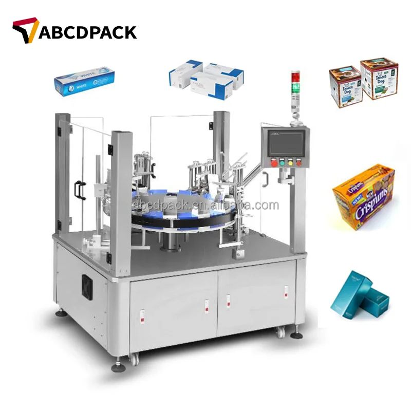 Fully Automatic Paper Carton Folding Box Packaging Closer Machine Vertical Cartonning Machine Food