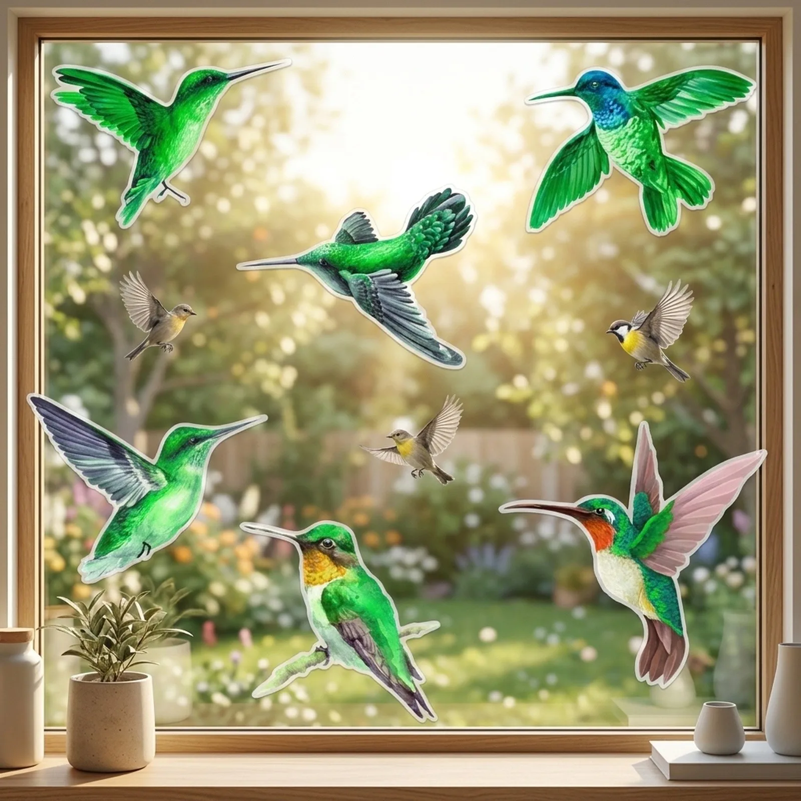 6 Pack Reusable Bird Deterrent Stickers for Glass Surfaces with Electrostatic Adhesion Suitable for Indoor Outdoor Use