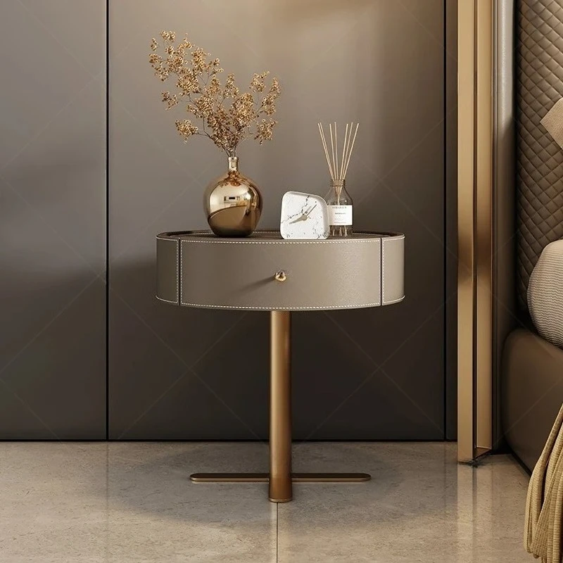 منضدة جمالية فاخرة للتخزين الأوروبية البسيطة طاولة السرير الجلدية الشمال الحديثة كوموديني كاميرا Letto أثاث غرفة نوم #3