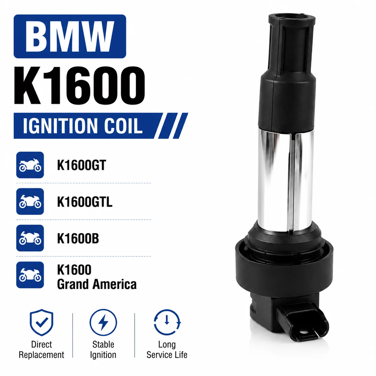 Engine Ignition Coil For BMW K1600GT K1600GTL K1600B K1600 Bagger Grand America K48 K61 2010-2023 Motorcycle Parts 12137722679