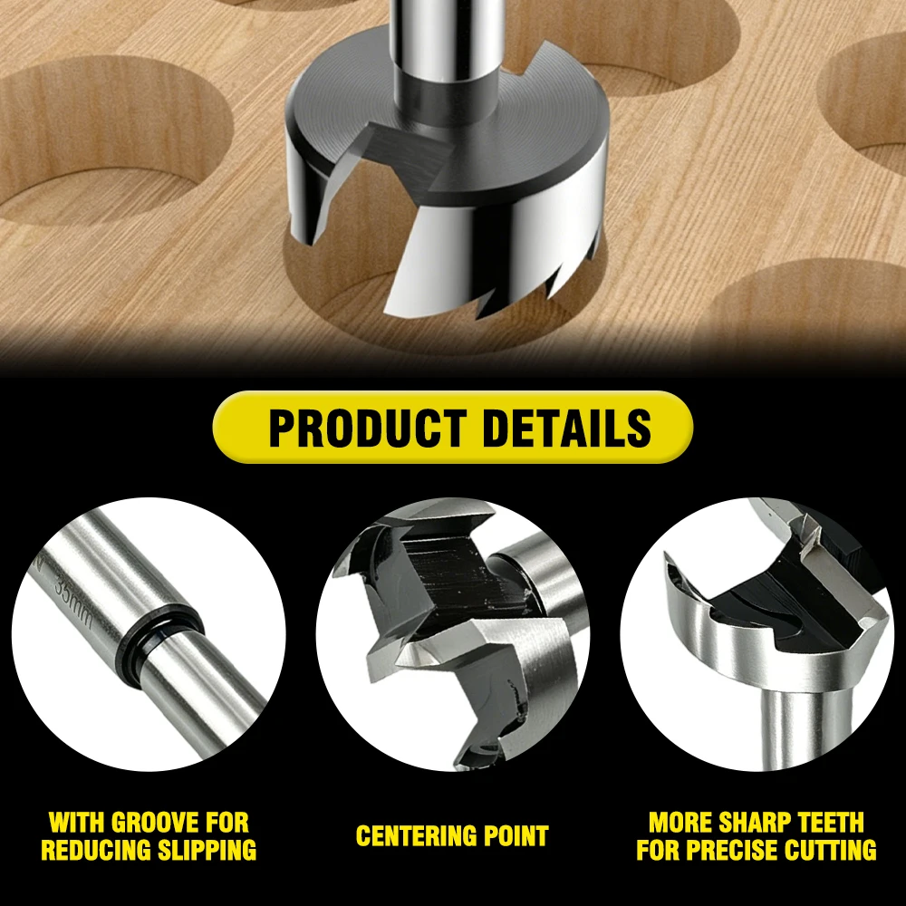 Multi-Tooth Forstner Wood Drill Bit Round Shank Self-Centering Hole Cutter Special for Cabinet Door Window Hinge 15-35mm - view 5