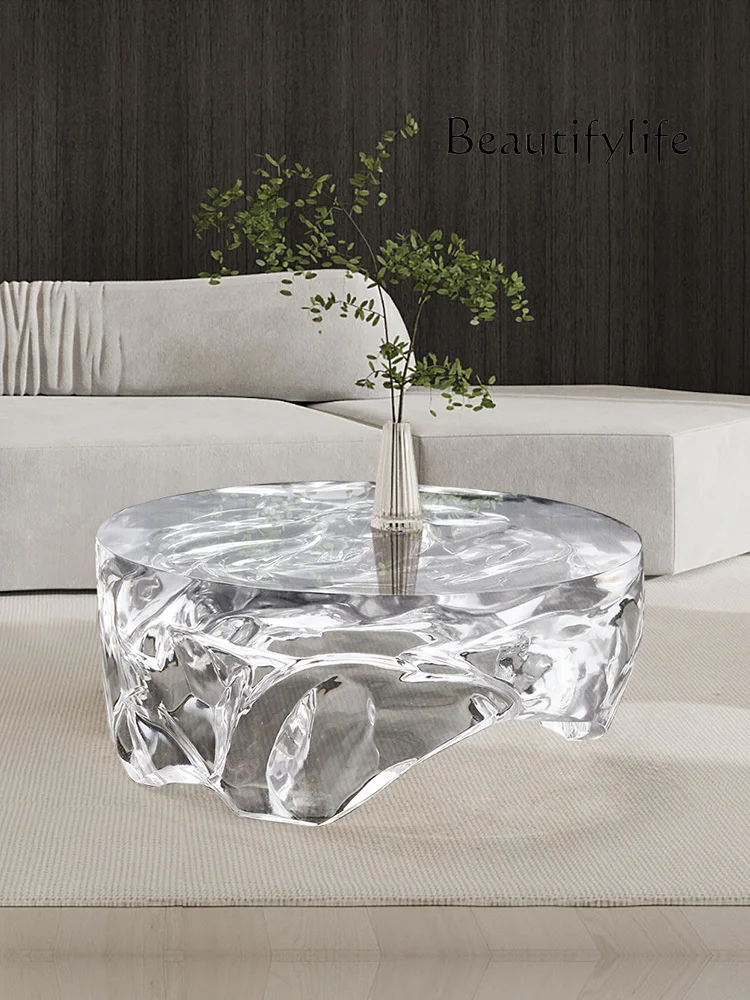 

Living Room Home Transparent round Tea Table Crystal Special-Shaped Resin Tea Table Designer Model Side Table