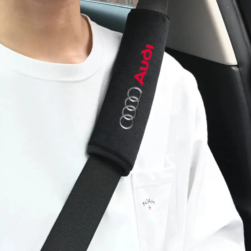 Car seat belt leather Shoulder Protector Safety Belt 2pcs for audi sport RS A1 A3 A4 B7 B8 A5 A6 A7 A8 Q3 Q5 Q7 Q8 TT view 3