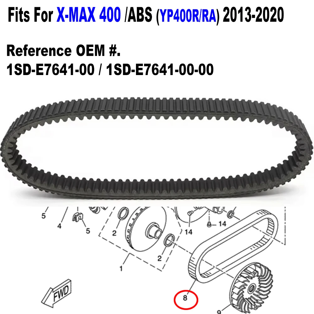 

Scooter Drive Belt V-Belt CVT Clutch Belt Fit For Yamaha X-Max 400 YP400R 2013-2019 2020 Replaces OE# 1SD-E7641-00