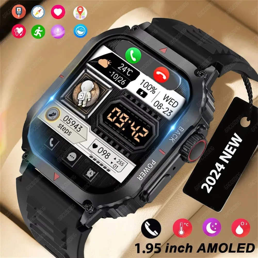 2024 New NFC SmartWatch Men Women GPS Track 330*385 HD AMOLED Screen Compass Heart Rate BT Call IP68 Waterproof WristWatch