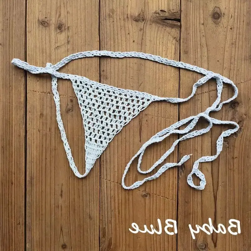 

Hand Crochet Mini Bikini Swimwear Sunbathing Thong String Applique Lace Bikini String Thong