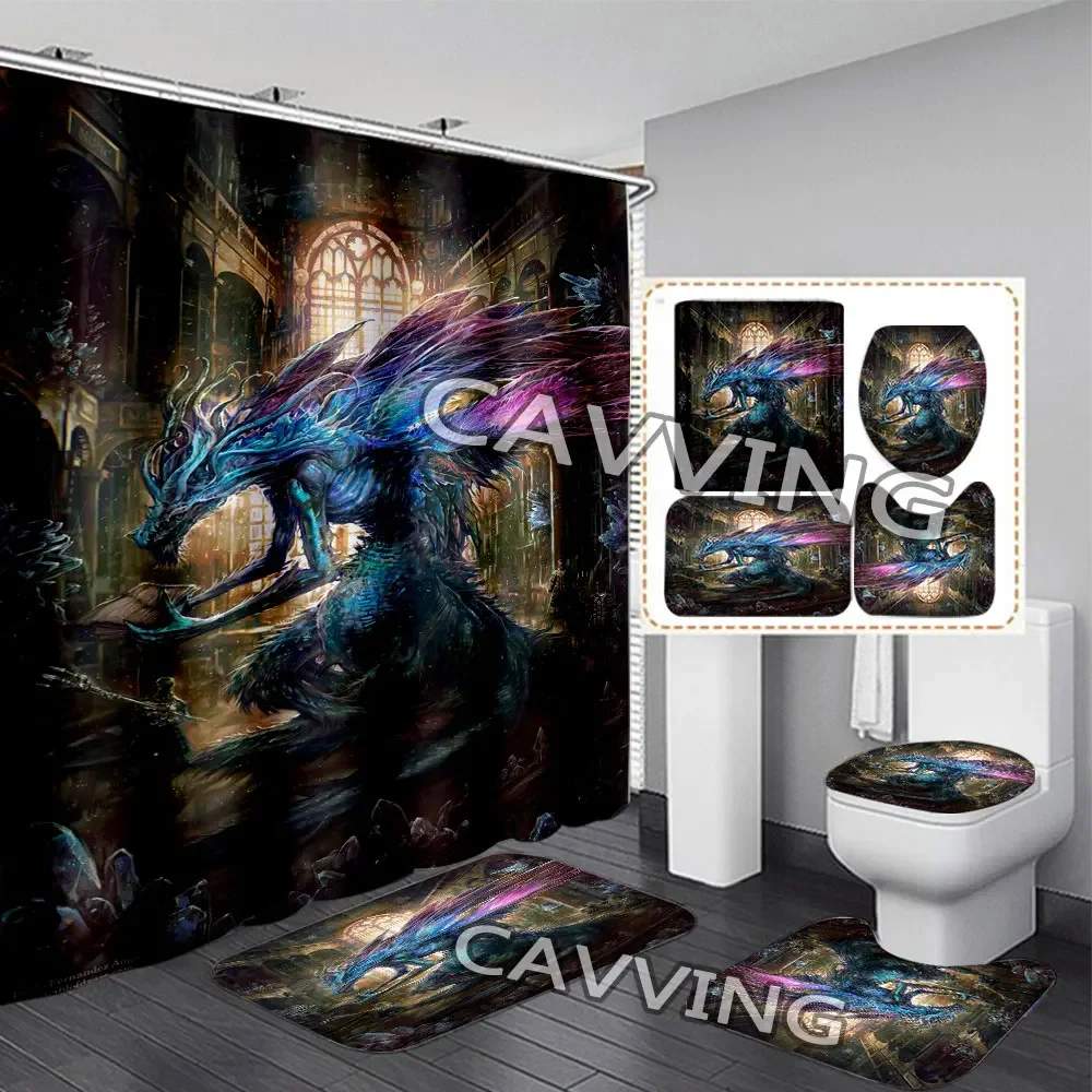 Dark souls 3D Printed Shower Curtain Waterproof Bathroom Curtain Anti-slip Bath Mat Set Toilet Rugs  K02