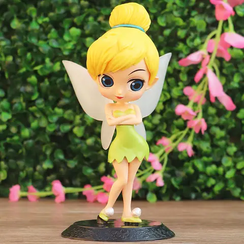 Disney 14ซม.Q Posket เจ้าหญิง Tinker Bell รูปของเล่นรูปเค้ก Animation ตุ๊กตาของขวัญ Home Decor วันเกิด party