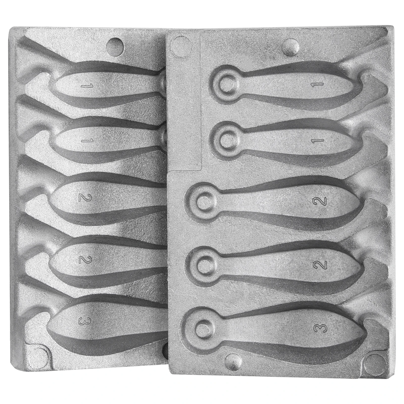 

Dr.Fish Bank Sinker Mold with 5 Cavities for 1/2/3oz, 3 Cavities for 4/5/6oz without Handle DIY Weight Mold for Fishing Crafting