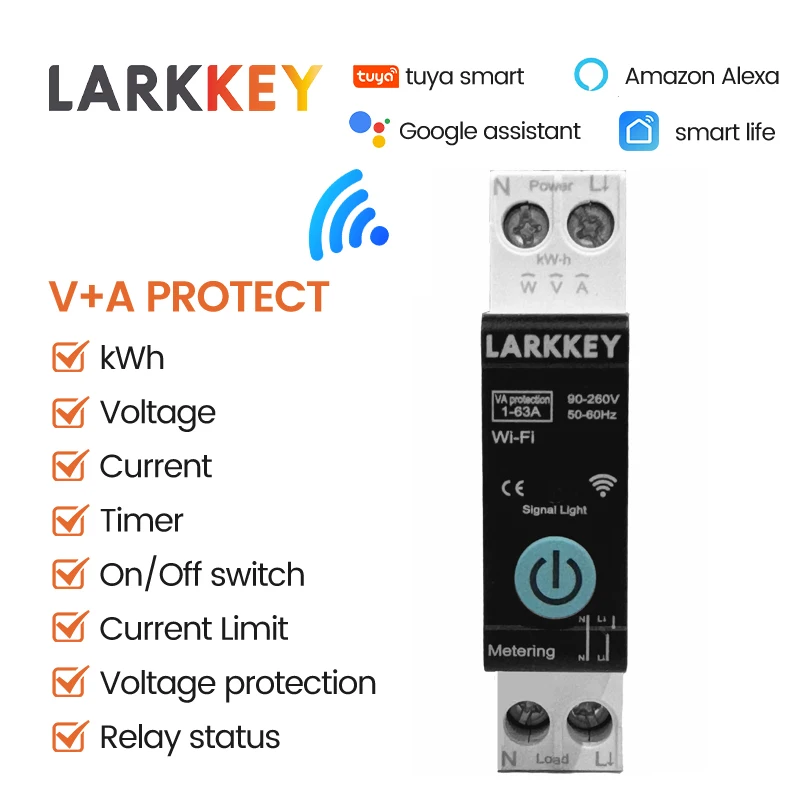 

TUYA WIFI интеллектуальный автоматический выключатель, релейный переключатель, защита от напряжения и тока, счетчик энергии, голосовой пульт дистанционного управления для умного дома