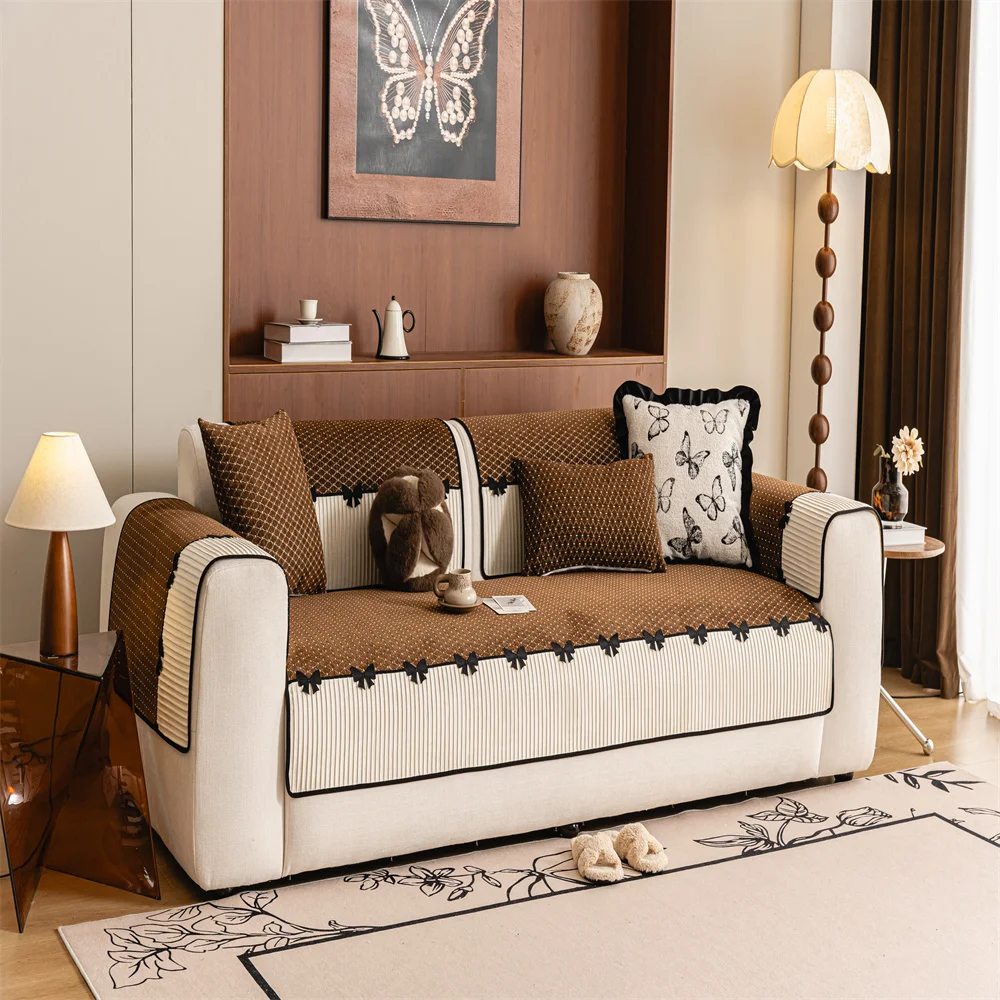 Fabric Four Seasons Universal Non-Slip Sofa Cushion Modern Simple Combination Sofa Cushion Cover Cover Towel
