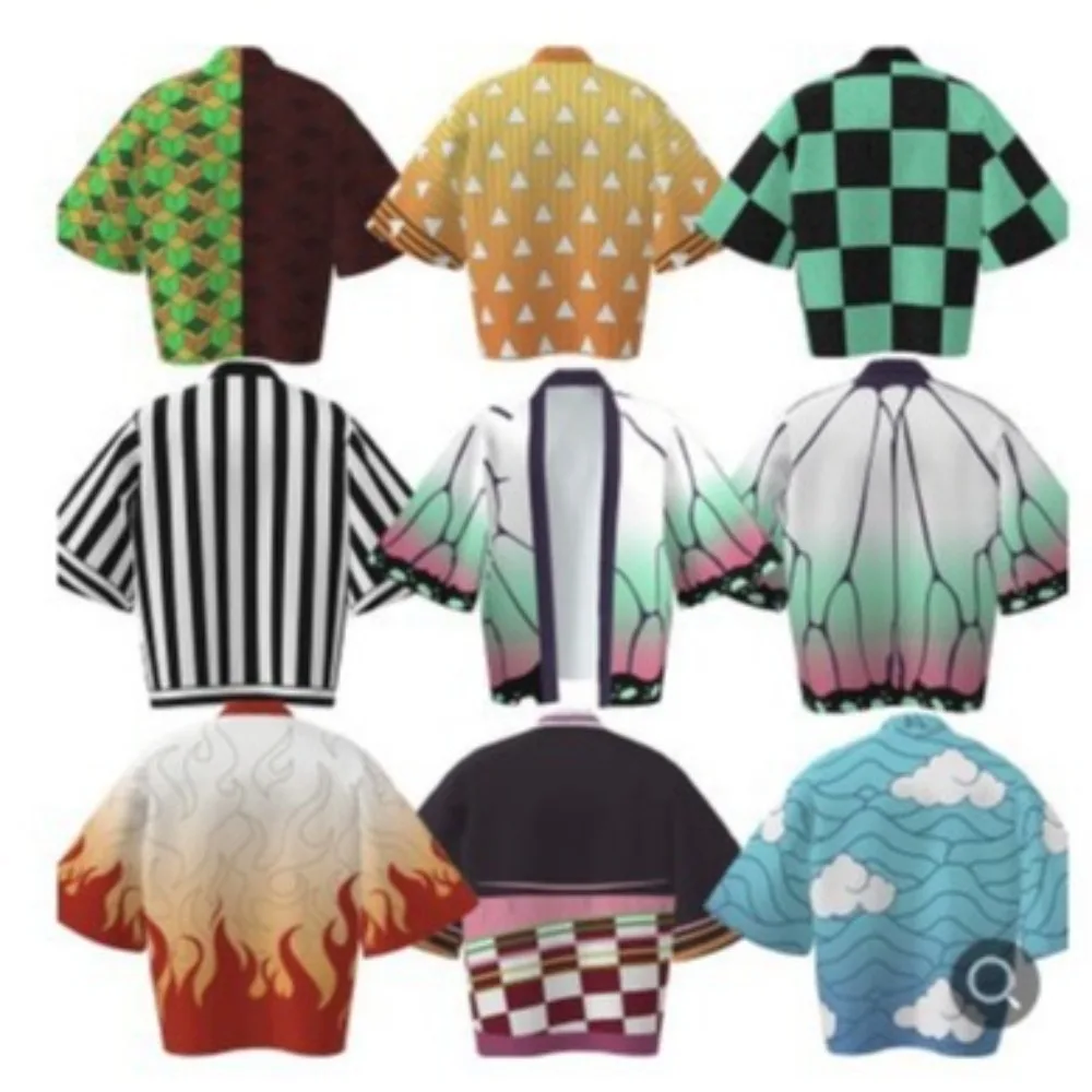 

In Stock Kimetsu Tanjirou Nezuko Zenitsu Cosplay Costume Cloak Yaiba Coat Shirt Doujin Fanart Adult Kid Full Set Wig Halloween