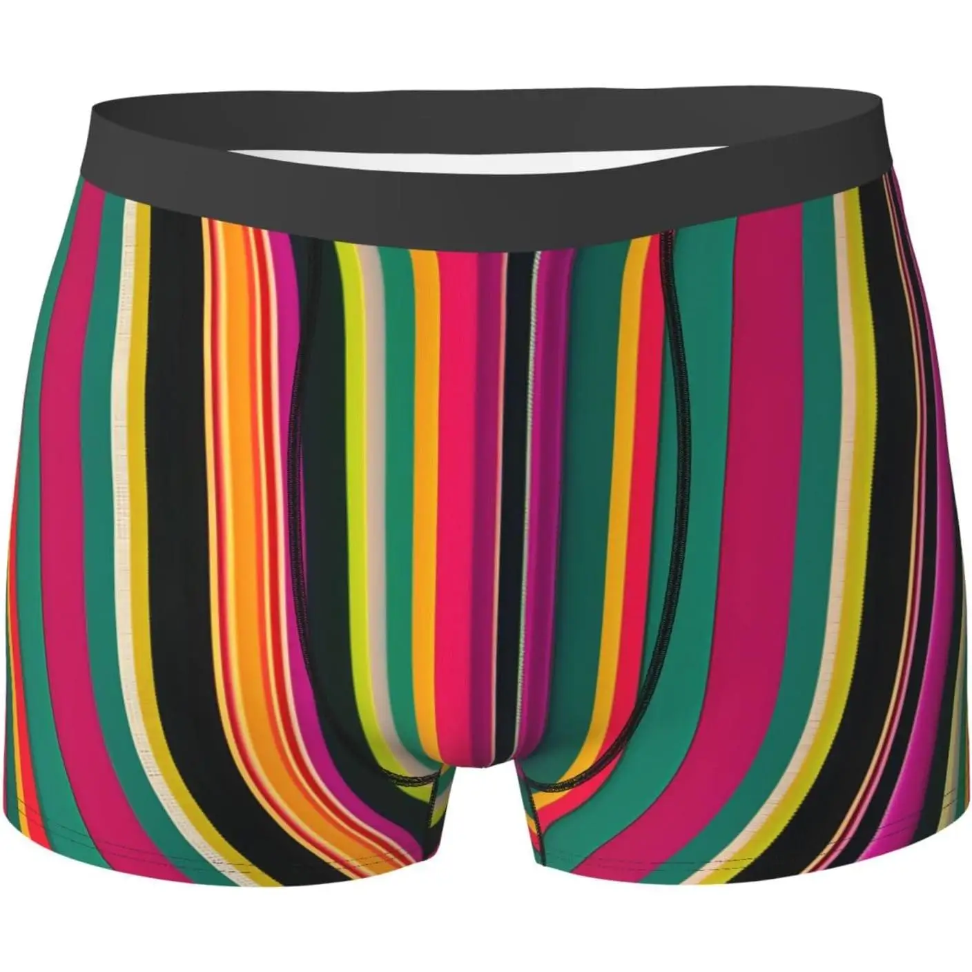 

Мужские трусы-боксеры с радужным полосатым принтом, мягкая дышащая полиэфирная ткань с удобной влагоотводящей тканью