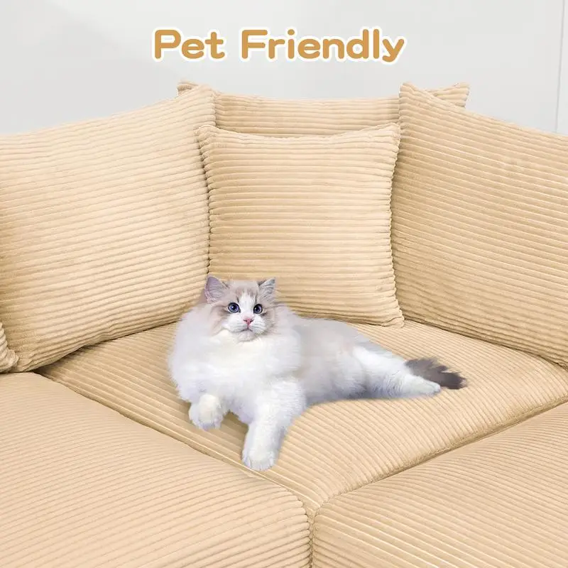 أريكة مقطعية قابلة للتحويل على شكل سحابة كبيرة الحجم، مقعد عميق، مساند للذراع واسعة للغاية، 10 وسائد، قماش سروال قصير ممتاز، #5