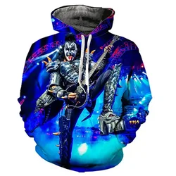 Fashion KISS Rock Band Cool Hoodies 3D Printed Man Women Hip Hop Hoodie Streetwear Pullovers Hooded Sweatshirts Kids Clothing