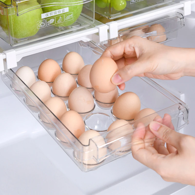 Fridge Organizer Fruit Egg Refrigerator Storage Rack Under-shelf Refrigerator Drawer Box Fresh keeping Kitchen Organizer