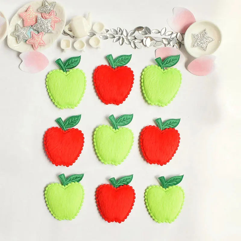 40 Stück Cartoon-Apfel-Filz-Applikationen zum Aufnähen für DIY-Haarspangen, Puppenkleidung, Dekorationspatches – Stoffzubehör – Detail 5