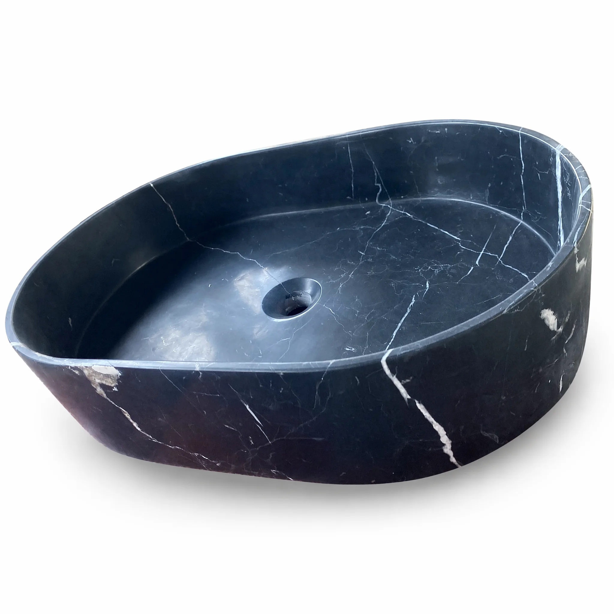 #￥Cost Effective Maruqina Black Marble Vessal Sink Matte Oval Bathroom Washing Basins Custom for Villa Hotel Projects
