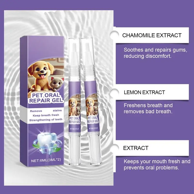 Pet Oral Repair Gel For Dogs 6ml Natural 2x Pet Oral Brightening Tooth Cleaning Gel Pets Oral Restorative Gel Grooming Products