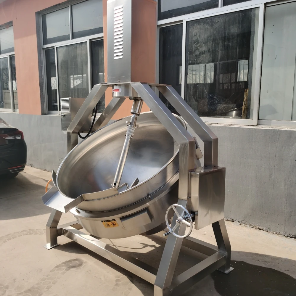 100L Gas Steam Jacketed Cooking Kettle Boiling Frying Cook Beans With Stir Agitator Mixer Cooker Machine,High-quality