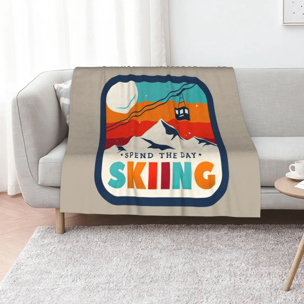 Spend The Day Skiing- Retro Ski Badge Throw Blanket Retros Luxury Designer halloween Luxury Thicken Heavy Sofa Quilt Blankets
