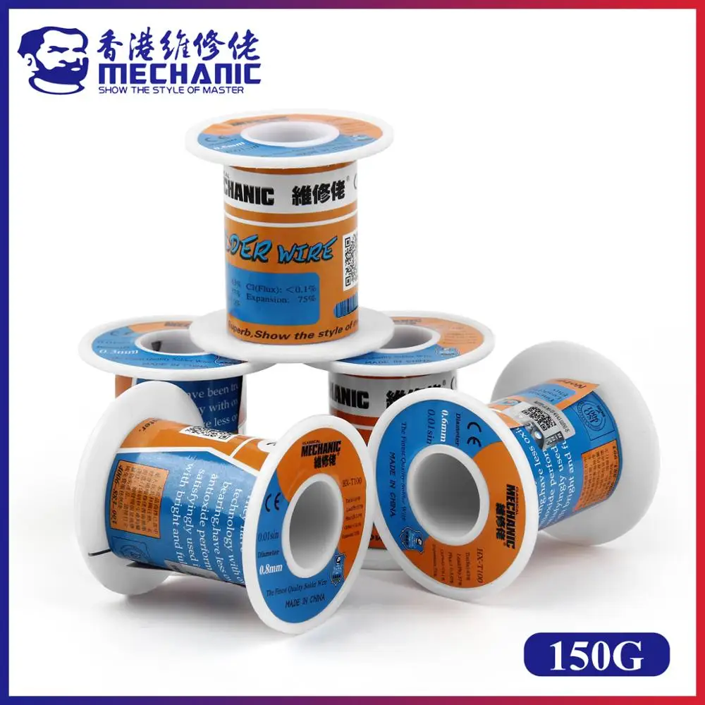 MECHANIC 150g Premium Rosin Core Solder Wire 63% Tin 37% Lead Low Splash Fast Wetting for Electronic Soldering PCB Repair