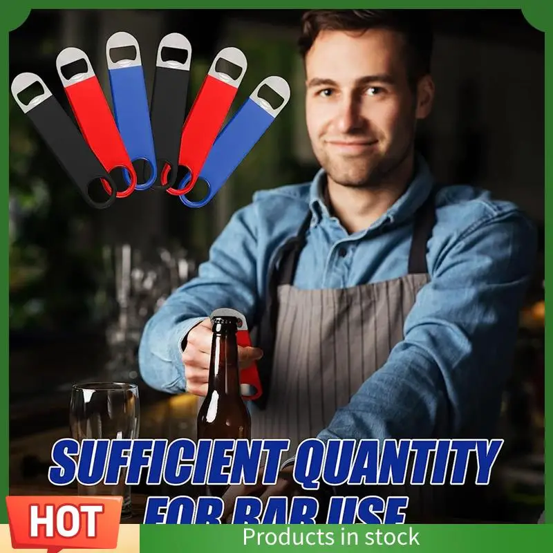 

A68G-24 шт. плоская открывалка для бутылок, объемные открывалки для пива из нержавеющей стали, 7 дюймов для бармена, бара, кухни, ресторана, красный + черный + синий