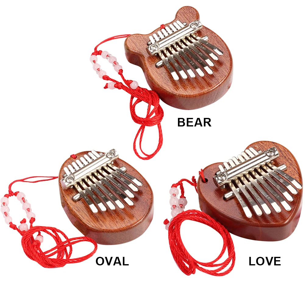 8 Key Mini Wooden Kalimba High Quality Exquisite Finger Thumb Piano Marimba Musical Good Accessory Kalimba Pendant Gift for Kids