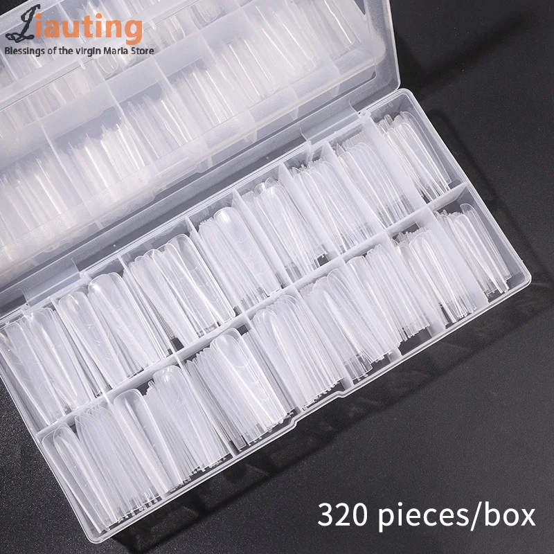 320 szt. Formy do paznokci typu sandwich, dwustronne - Formy dwustronne do paznokci typu coffin, forma górna, forma dolna, przedłużanie paznokci, narzędzia do manicure.