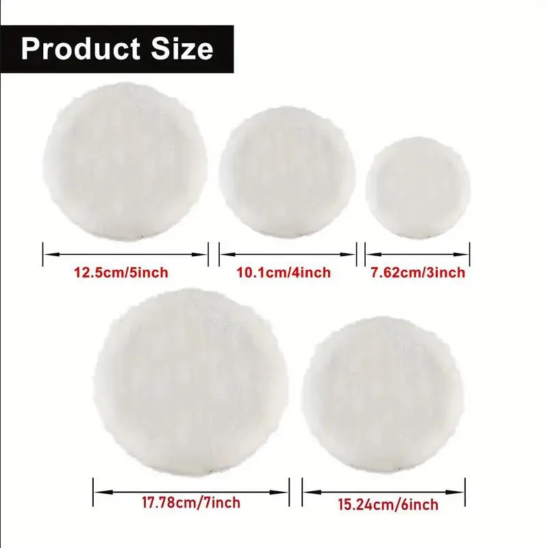 5pcs Premium Car Wax Polishing Pads Wool Car Polishing Waxing 3/4/5/6/7inch Buffing Wheel Pads Auto Paint Care Polishing Pad